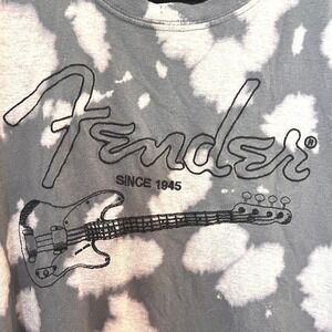 Fender Mens Graphic T-Shirt XL Grey Tie Dye Guitar Logo Rock Band Musical  Retro